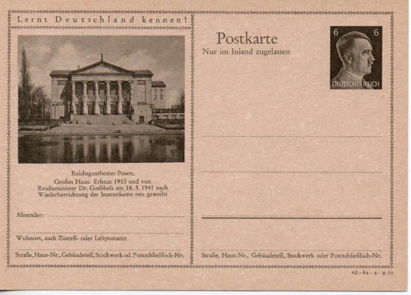 Deutsches Reich Bildpostkarte P307/ 42-31-1-B10 ungebraucht/ *