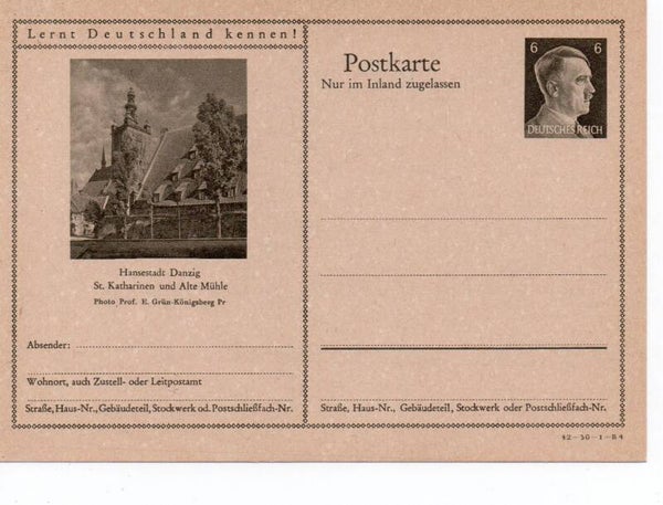 Deutsches Reich Bildpostkarte P307/ 42-30-1-B4 ungebraucht/ *