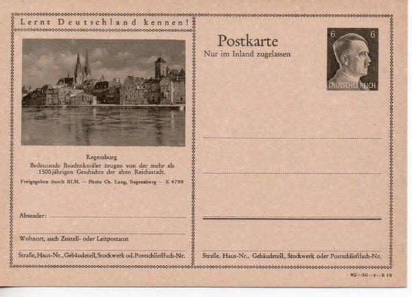 Deutsches Reich Bildpostkarte P307/ 42-30-1-B19 ungebraucht/ *