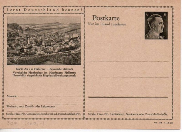 Deutsches Reich Bildpostkarte P307/ 42-28-1-B28 ungebraucht/ *