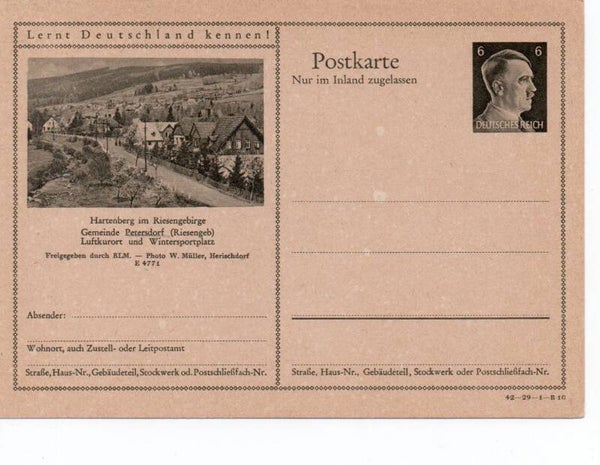 Deutsches Reich Bildpostkarte P307/ 42-29-1-B10 ungebraucht/ *