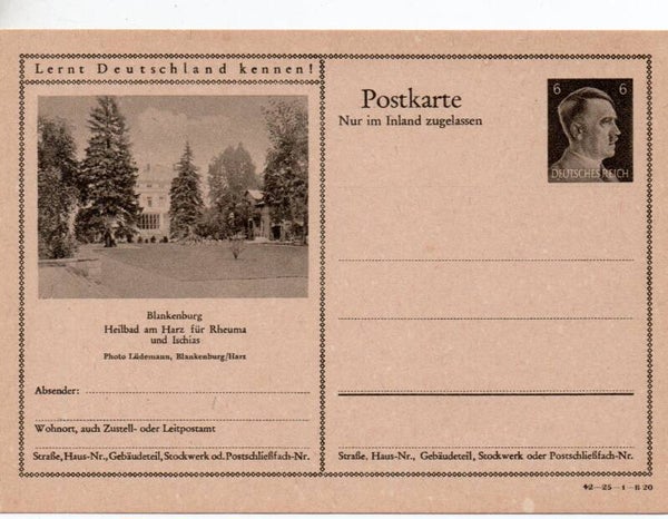 Deutsches Reich Bildpostkarte P307/ 42-25-1-B20 ungebraucht/ *
