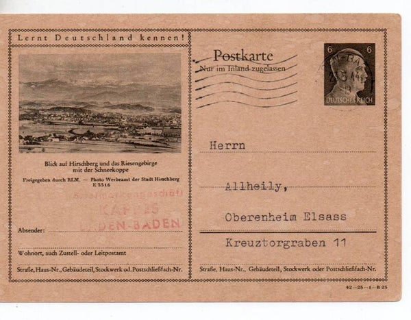 Deutsches Reich Bildpostkarte P307/ 42-25-1-B23 gelaufen/ o