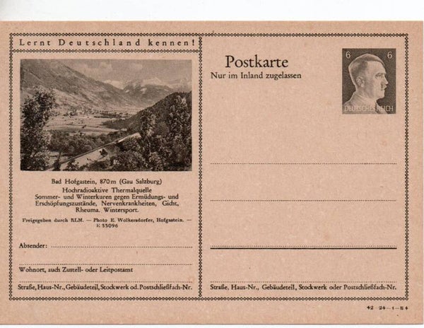 Deutsches Reich Bildpostkarte P307/ 42-24-1-B4 ungebraucht/ *