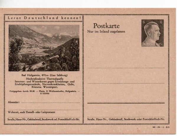 Deutsches Reich Bildpostkarte P307/ 42-24-1-B9 ungebraucht/ *