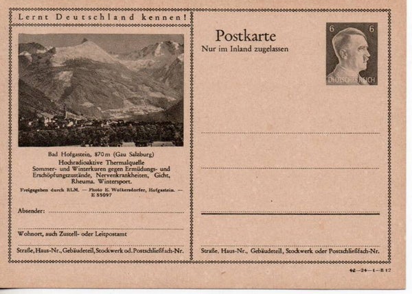 Deutsches Reich Bildpostkarte P307/ 42-24-1-B12 ungebraucht/ *