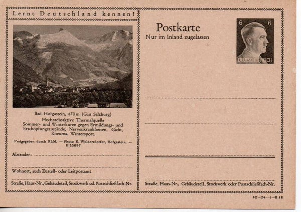Deutsches Reich Bildpostkarte P307/ 42-24-1-B18 ungebraucht/ *