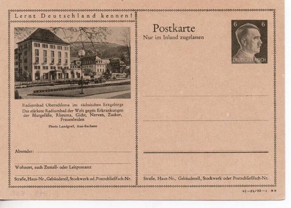 Deutsches Reich Bildpostkarte P307/ 42-21/22-1-B8 ungebraucht/ *