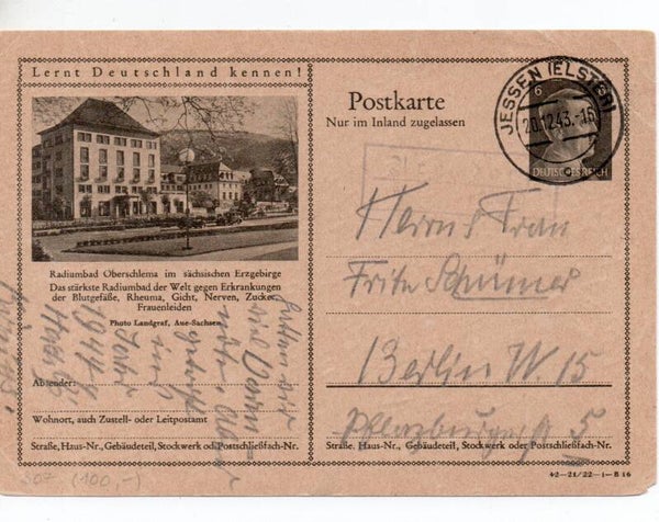 Deutsches Reich Bildpostkarte P307/ 42-21/22-1-B16 gelaufen/ o
