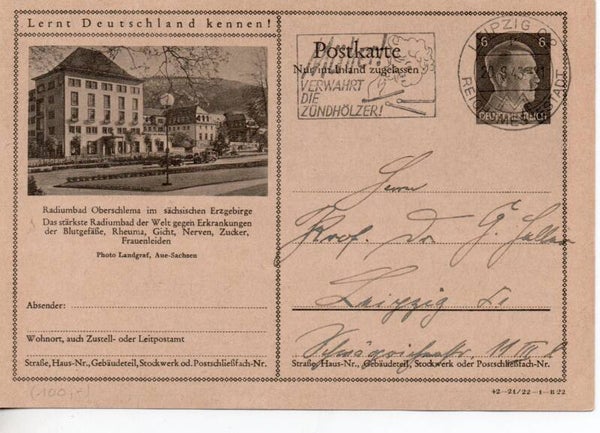Deutsches Reich Bildpostkarte P307/ 42-21/22-1-B22 gelaufen/ o