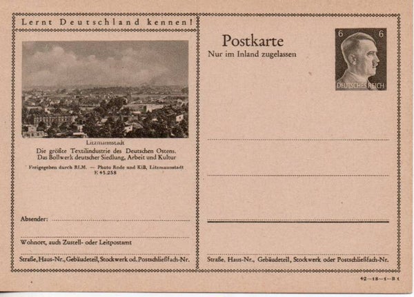 Deutsches Reich Bildpostkarte P307/ 42-18-1-B1 ungebraucht/ *