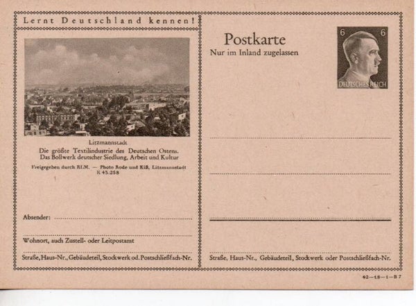 Deutsches Reich Bildpostkarte P307/ 42-18-1-B7 ungebraucht/ *