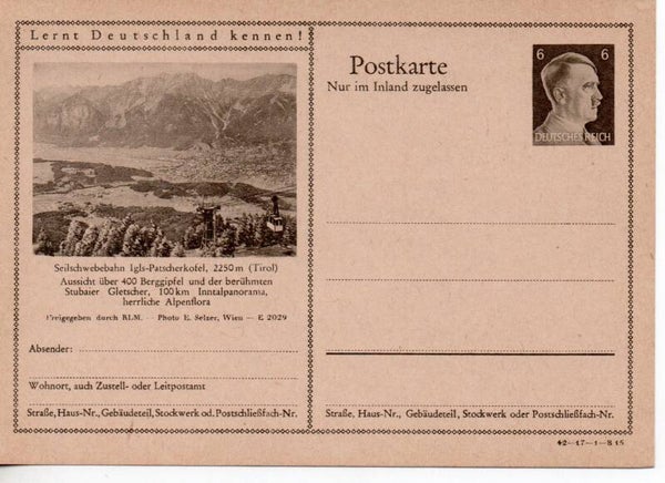 Deutsches Reich Bildpostkarte P307/ 42-17-1-B15 ungebraucht/ *