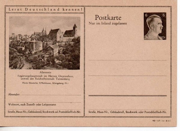 Deutsches Reich Bildpostkarte P307/ 42-17-1-B22 ungebraucht/ *