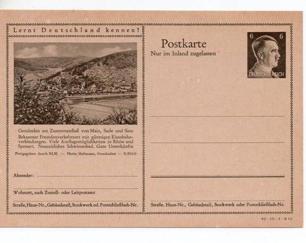 Deutsches Reich Bildpostkarte P307/ 42-15-1-B12 ungebraucht/ *