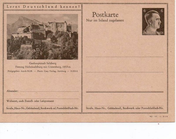 Deutsches Reich Bildpostkarte P307/ 42-15-1-B14 ungebraucht/ *