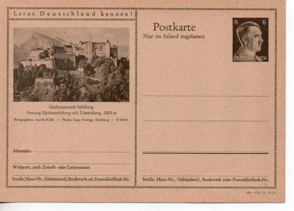 Deutsches Reich Bildpostkarte P307/ 42-15-1-B15 ungebraucht/ *