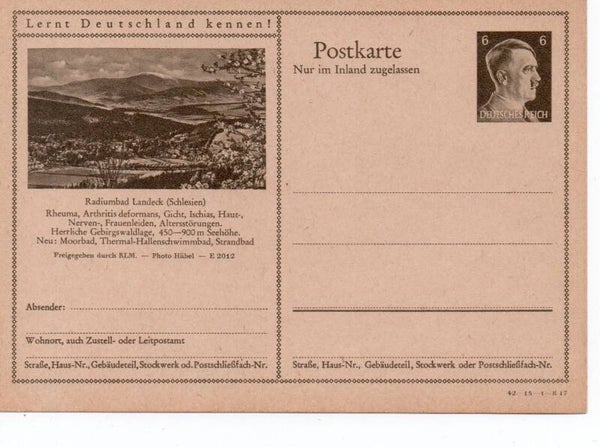 Deutsches Reich Bildpostkarte P307/ 42-15-1-B17 ungebraucht/ *