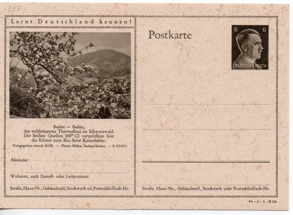Deutsches Reich Bildpostkarte P305/ 41-1-1-B26 ungebraucht/ *