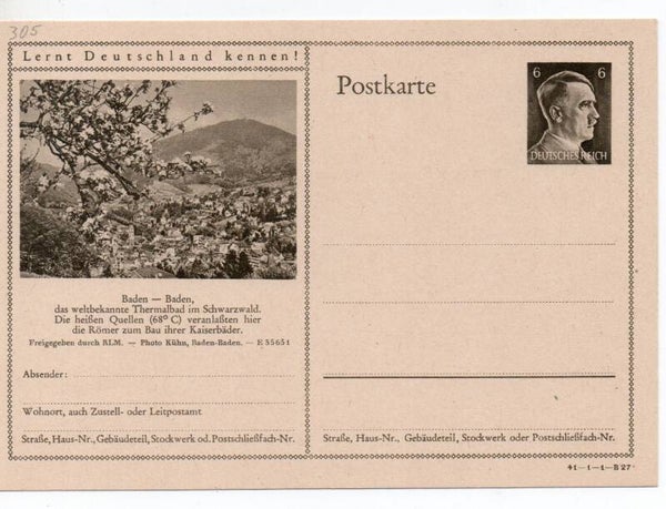 Deutsches Reich Bildpostkarte P305/ 41-1-1-B27 ungebraucht/ *