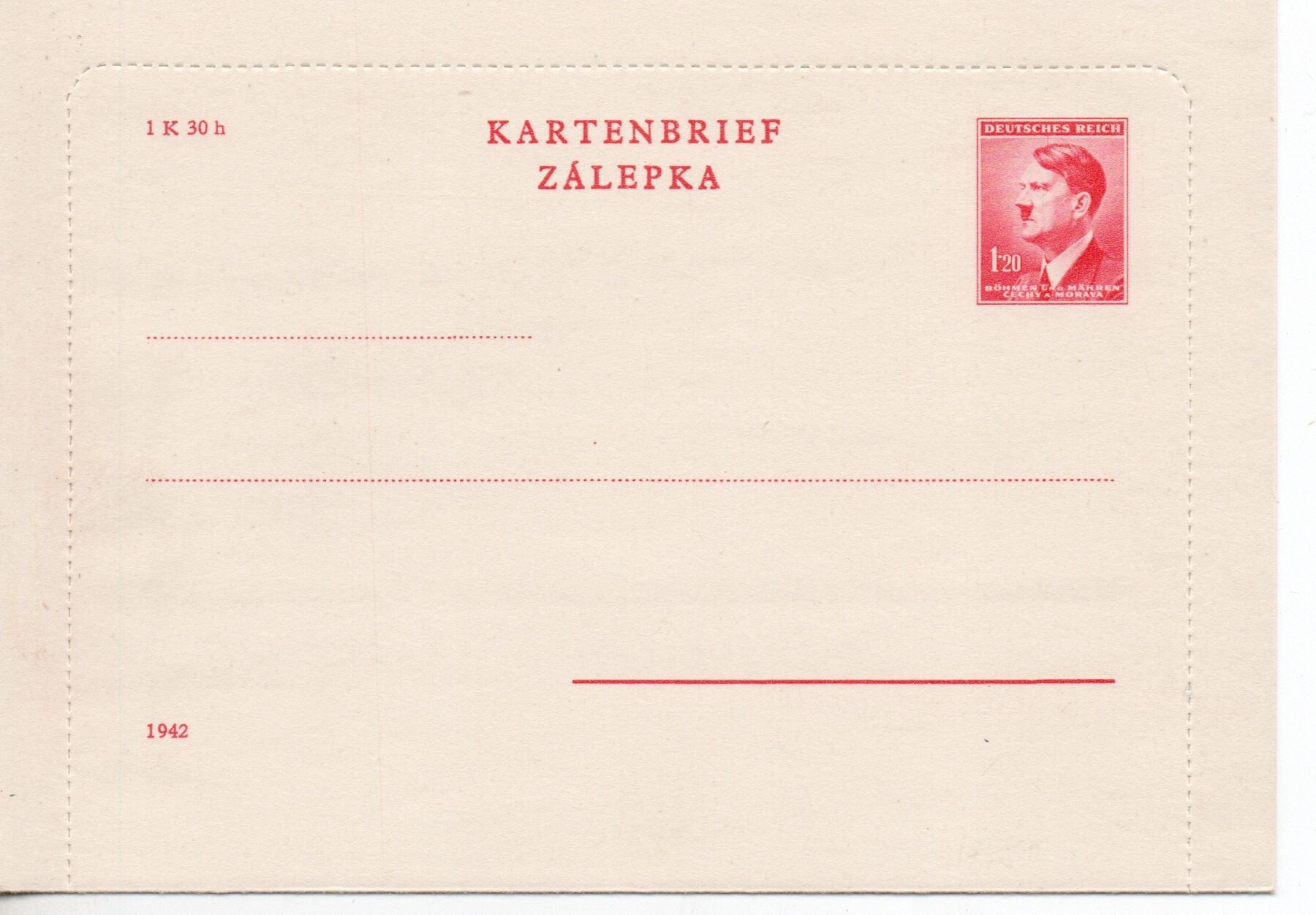 Ganzsache Böhmen und Mähren Nr. K4 IIa ungebraucht/ *