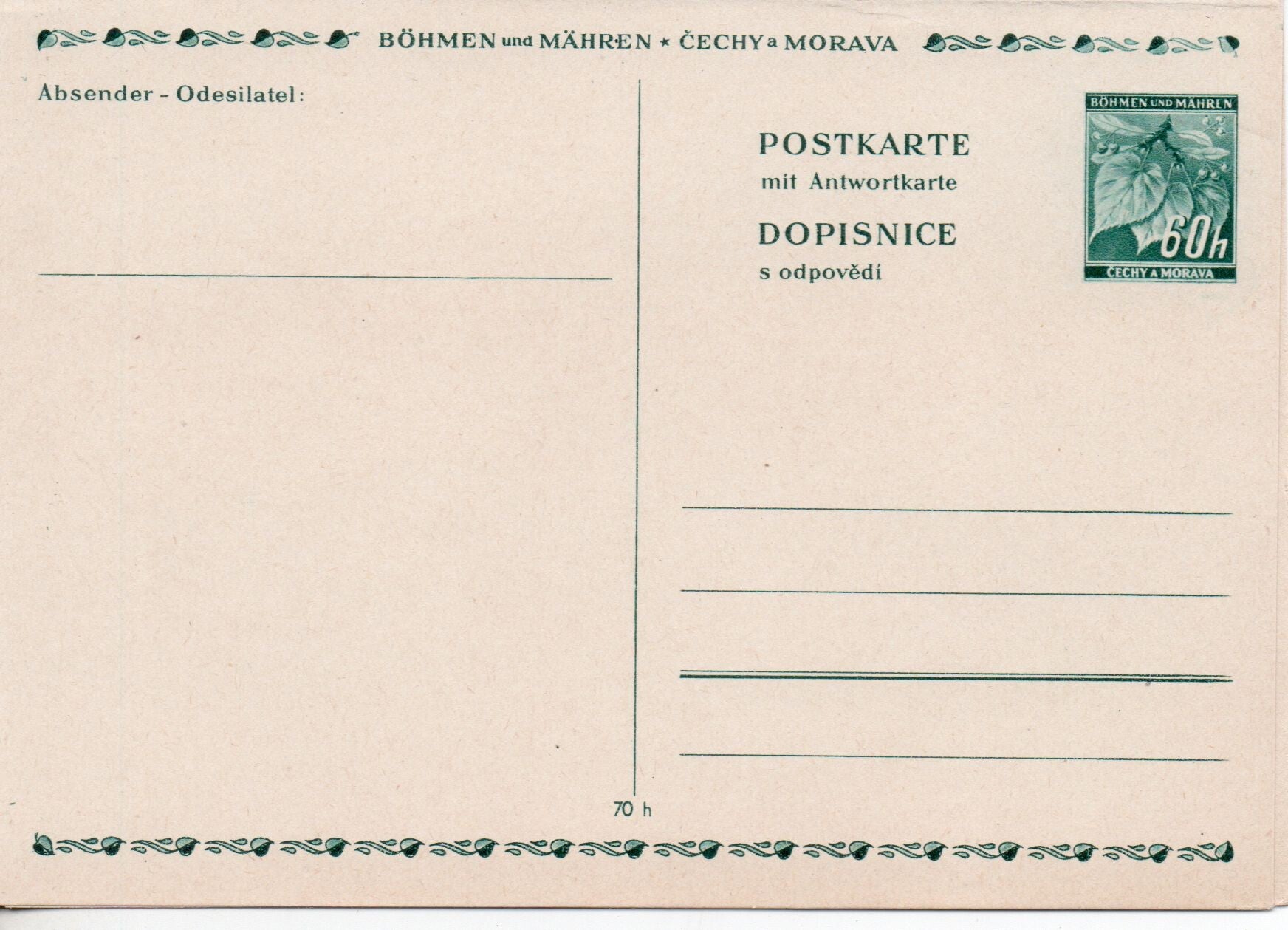 Ganzsache Böhmen und Mähren Nr. P5 ungebraucht/ *