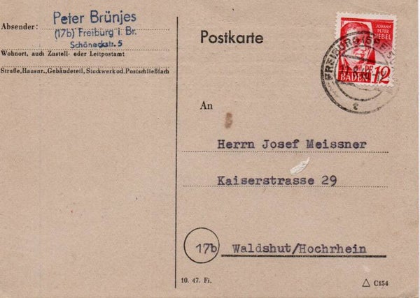 Baden Karte mit Nr. 18yIII gelaufen/ o