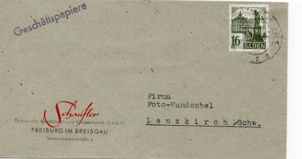 Baden Brief mit Nr. 6yvI gelaufen/ o