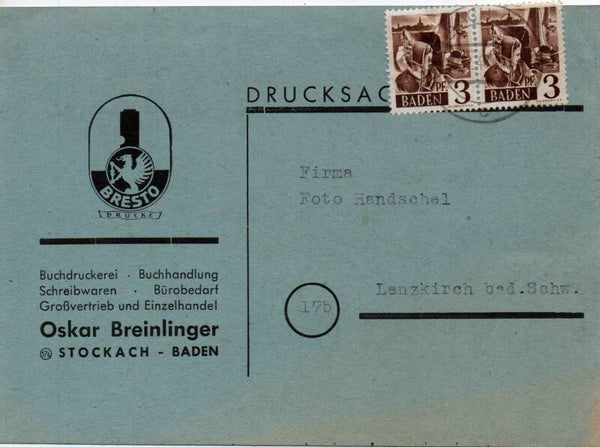 Baden Karte mit Nr. 2yvII gelaufen/ o