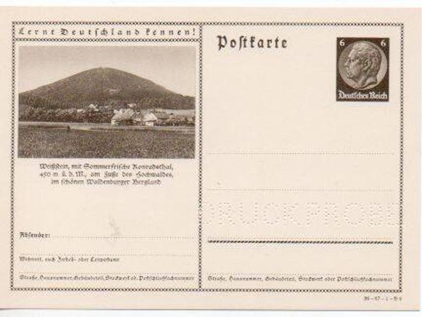 p122-Deutsches Reich Bildpostkarte P236/ 36-67-1-B9 Druckprobe *