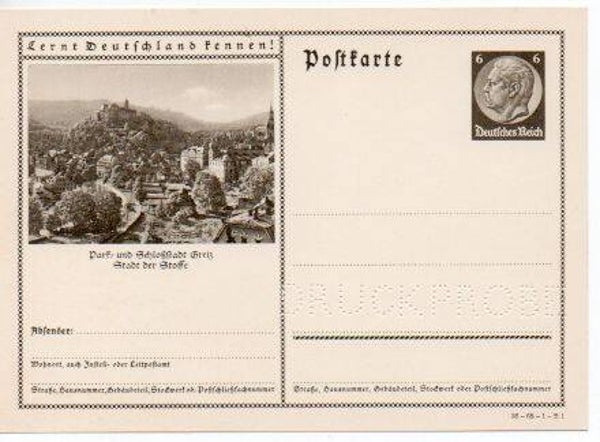 p123-Deutsches Reich Bildpostkarte P236/ 36-68-1-B1 Druckprobe *