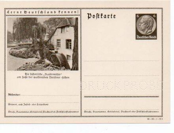 p125-Deutsches Reich Bildpostkarte P236/ 36-68-1-B3 Druckprobe *
