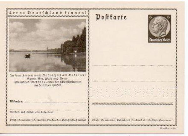 p126-Deutsches Reich Bildpostkarte P236/ 36-68-1-B4 Druckprobe *