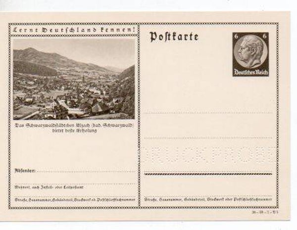 p127-Deutsches Reich Bildpostkarte P236/ 36-68-1-B5 Druckprobe *