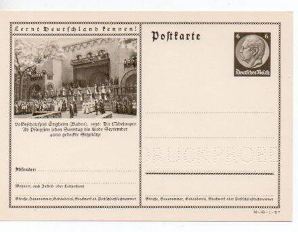p129-Deutsches Reich Bildpostkarte P236/ 36-68-1-B7 Druckprobe *
