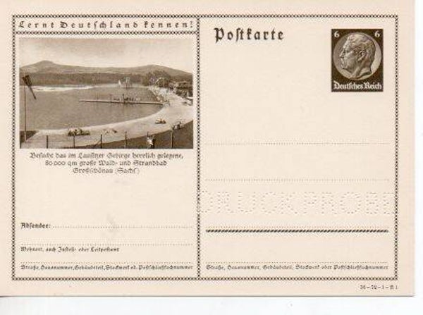p152-Deutsches Reich Bildpostkarte P236/ 36-72-1-B1 Druckprobe *