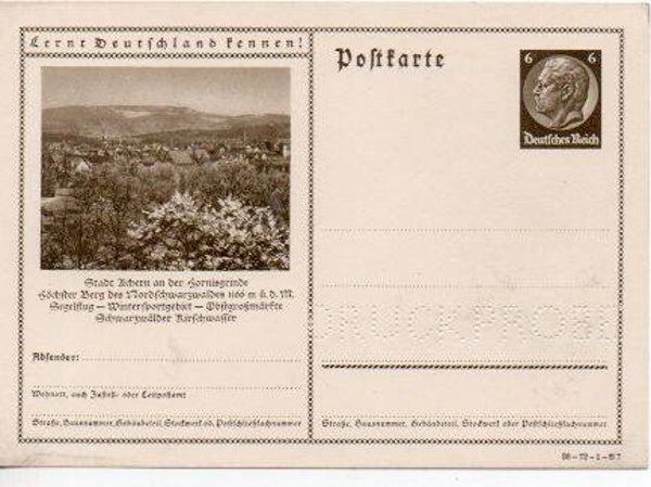 p158-Deutsches Reich Bildpostkarte P236/ 36-72-1-B7 Druckprobe *