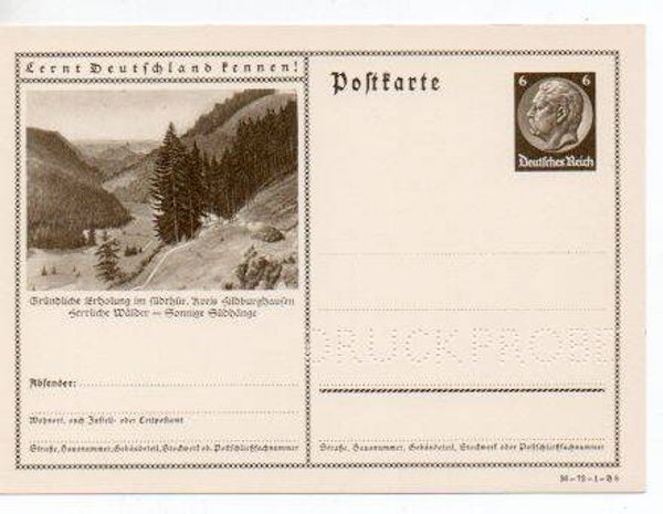p159-Deutsches Reich Bildpostkarte P236/ 36-72-1-B8 Druckprobe *