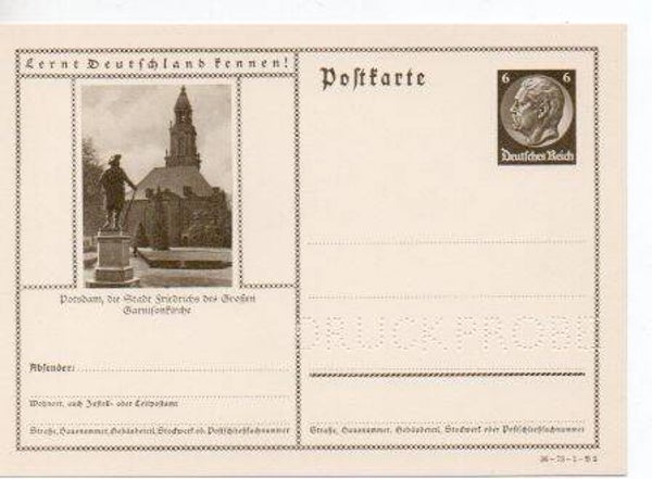 p161-Deutsches Reich Bildpostkarte P236/ 36-73-1-B2 Druckprobe *