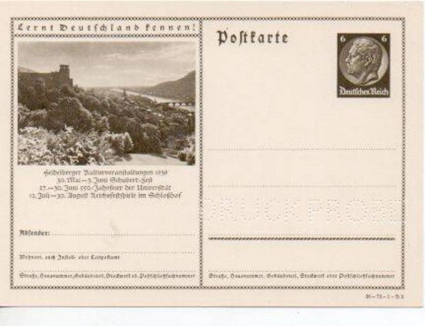 p162-Deutsches Reich Bildpostkarte P236/ 36-73-1-B3 Druckprobe *