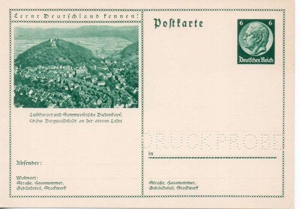 Deutsches Reich Bildpostkarte P232/ 09 Druckprobe *
