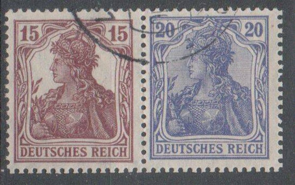 Deutsches Reich Zusammendruck W 14 gestempelt/ o