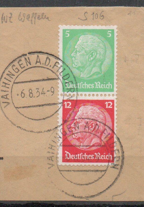 z22- Deutsches Reich Zusammendruck ZD Nr. S 106 gestempelt/ o