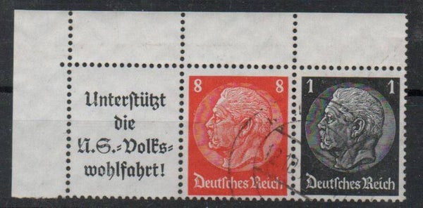 Deutsches Reich Zusammendruck W65 gestempelt/ o