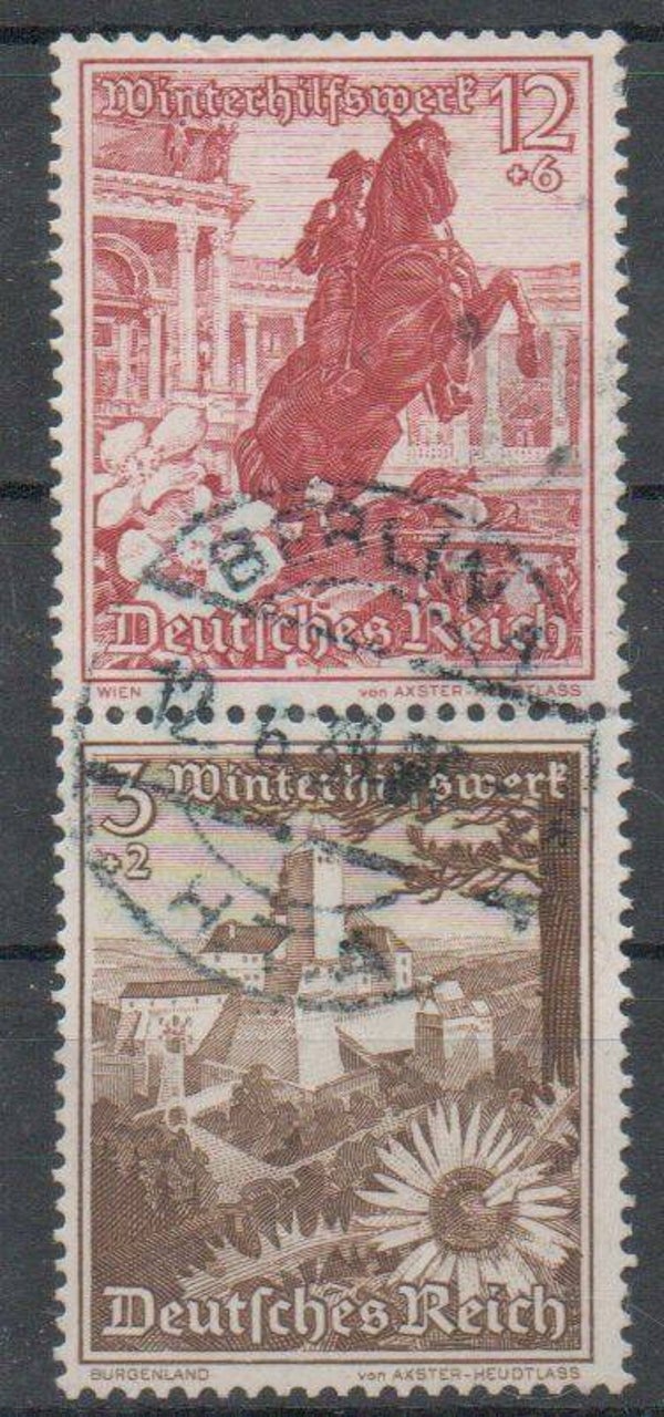 z348a- Deutsches Reich Zusammendruck S249 gestempelt/ o