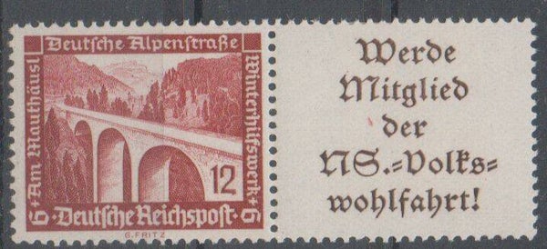 z354- Deutsches Reich Zusammendruck W113 ungebraucht/ *