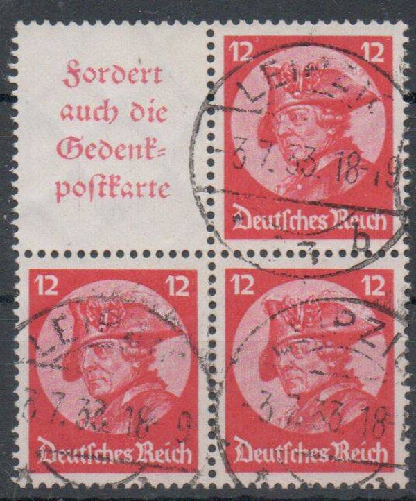 Deutsches Reich Zusammendruck S102 oder W45 gestempelt/ o