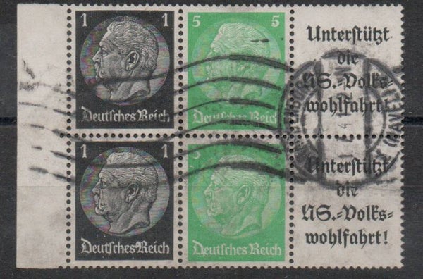 z388- Deutsches Reich Zusammendruck W 72 gestempelt/ o