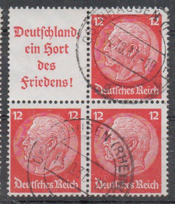 Deutsches Reich Zusammendruck Nr. S143 + W67 gestempelt/ o