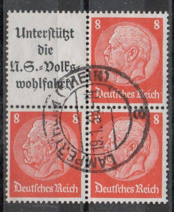 Deutsches Reich Zusammendruck Nr. S131 + W63 gestempelt/ o